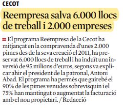 Reempresa salva 6.000 llocs de treball i 2.000 empreses